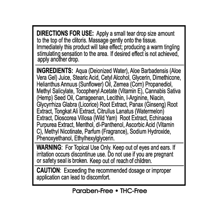HIGH CLIMAX FEMALE STIMULANT W/HEMP SEED OIL 1/2OZ