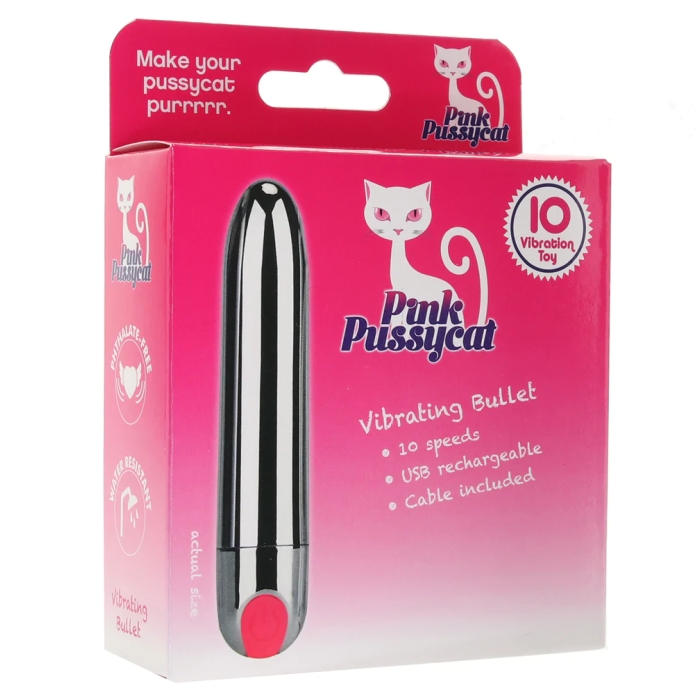 PINK PUSSYCAT VIBRATING BULLET - SILVER PINK PUSSYCAT VIBRATING BULLET - SILVER