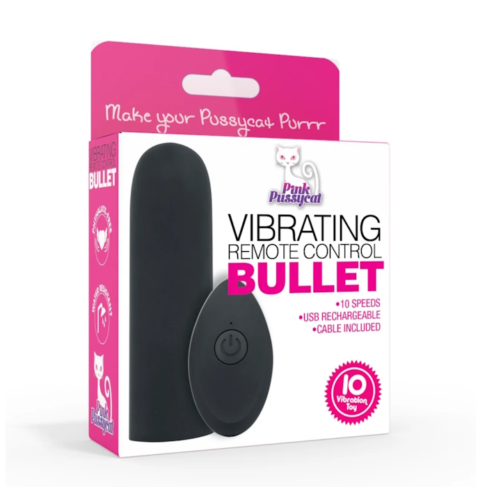 PINK PUSSYCAT VIBRATING REMOTE CONTROL BULLET - BLACK PINK PUSSYCAT VIBRATING REMOTE CONTROL BULLET - BLACK