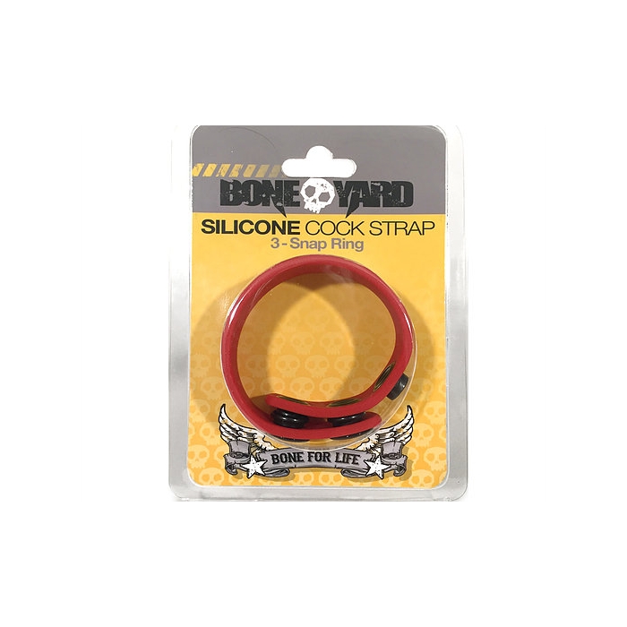 BONEYARD SILICONE COCK STRAP RED 3 SNAP RING BONEYARD SILICONE COCK STRAP RED 3 SNAP RING