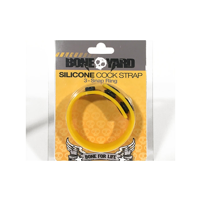 BONEYARD SILICONE COCK STRAP YELLOW 3 SNAP RING BONEYARD SILICONE COCK STRAP YELLOW 3 SNAP RING