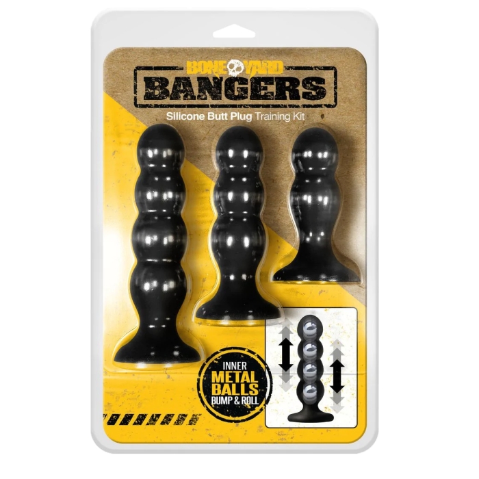 BANGERS SILICONE BUTT PLUG TRAINING KIT - BLACK BANGERS SILICONE BUTT PLUG TRAINING KIT - BLACK