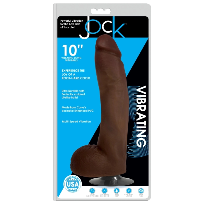 JOCK 10" VIBRATING DILDO W/BALLS CHOCOLATE JOCK 10" VIBRATING DILDO W/BALLS CHOCOLATE