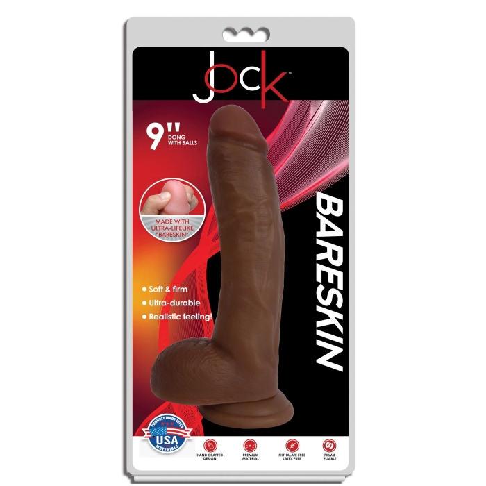 JOCK 9" BARESKIN DONG W/BALLS - LATTE