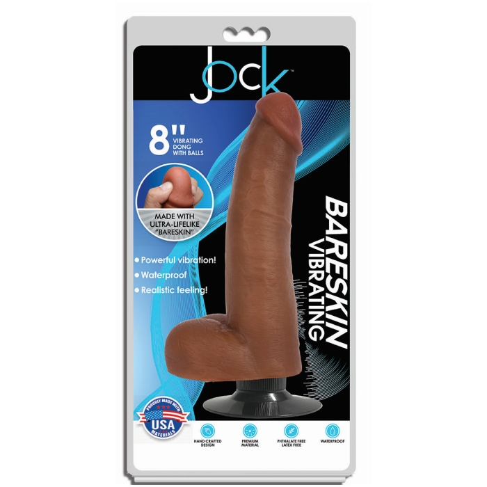 8" BARESKIN VIBRATING DONG WITH BALLS - LATTE 8" BARESKIN VIBRATING DONG WITH BALLS - LATTE