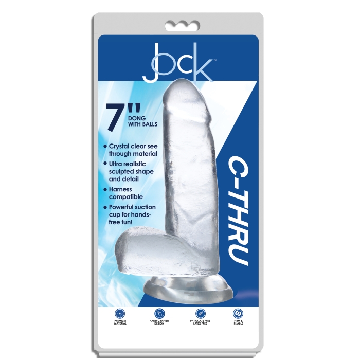 JOCK C-THRU 7" CLEAR TPE DONG W/BALLS & SUCTION CUP JOCK C-THRU 7" CLEAR TPE DONG W/BALLS & SUCTION CUP