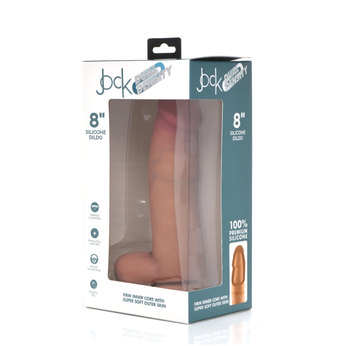 JOCK 8" DUAL DENSITY SILICONE DILDO W/ BALLS - LIGHT