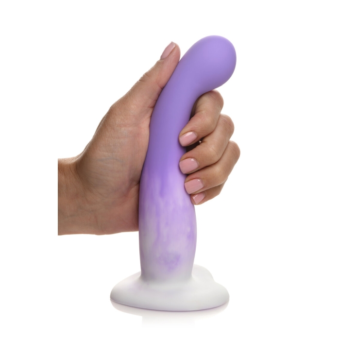 SIMPLY SWEET 7" SLIM G-SPOT SILICONE DILDO - PURPLE WHITE