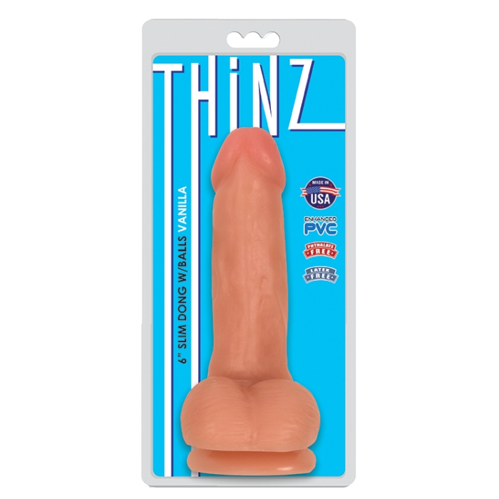 THINZ 6IN SLIM DONG WITH BALLS - VANILLA THINZ 6IN SLIM DONG WITH BALLS - VANILLA