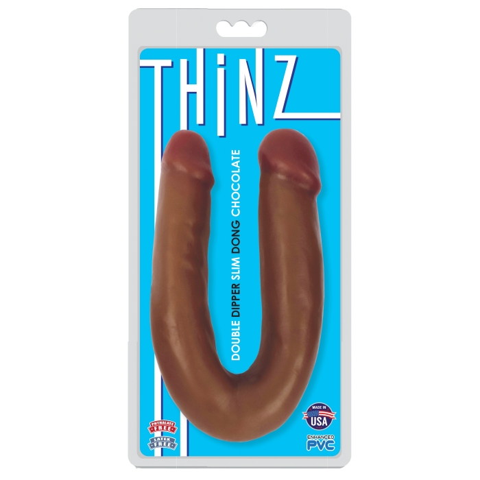 THINZ DOUBLE DIPPER SLIM DOUBLE DONG - CHOCOLATE THINZ DOUBLE DIPPER SLIM DOUBLE DONG - CHOCOLATE