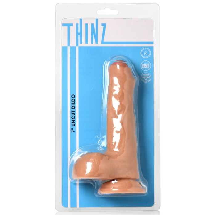 DILDO 7" LIGHT THINZ UNCUT W/ BALLS DILDO 7" LIGHT THINZ UNCUT W/ BALLS