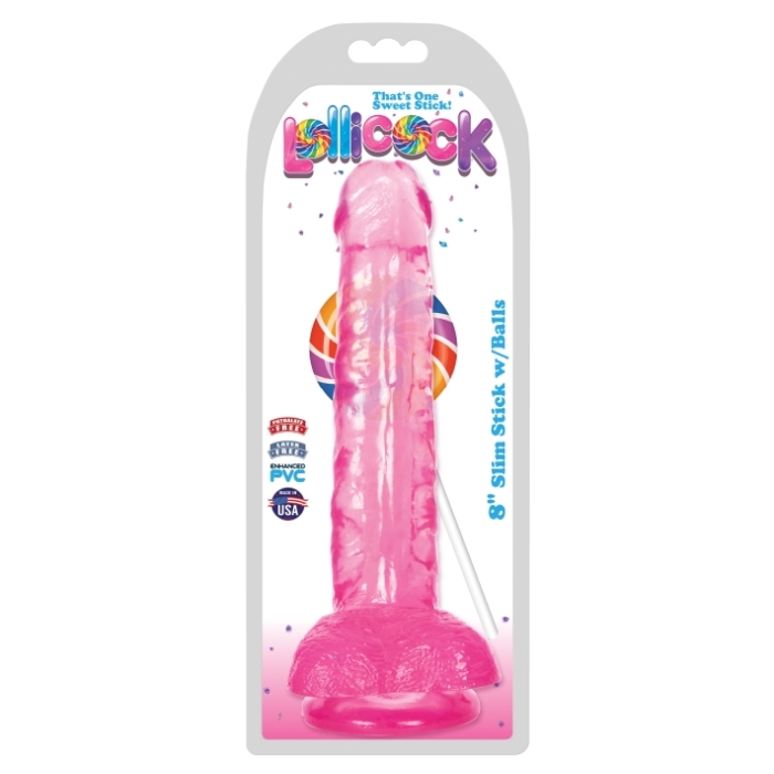 8IN SLIM STICK WITH BALLS - CHERRY ICE 8IN SLIM STICK WITH BALLS - CHERRY ICE
