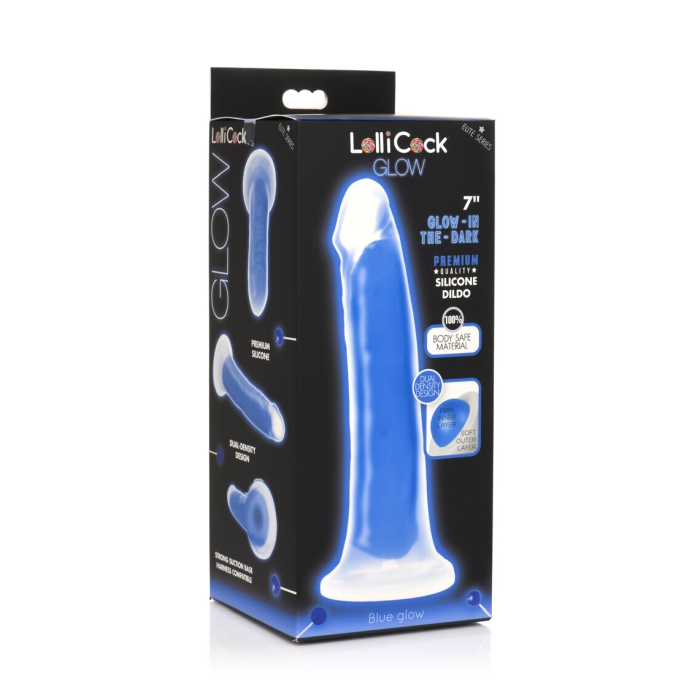 LOLLICOCK 7" GLOW-IN-THE-DARK SILICONE DILDO - BLUE LOLLICOCK 7" GLOW-IN-THE-DARK SILICONE DILDO - BLUE