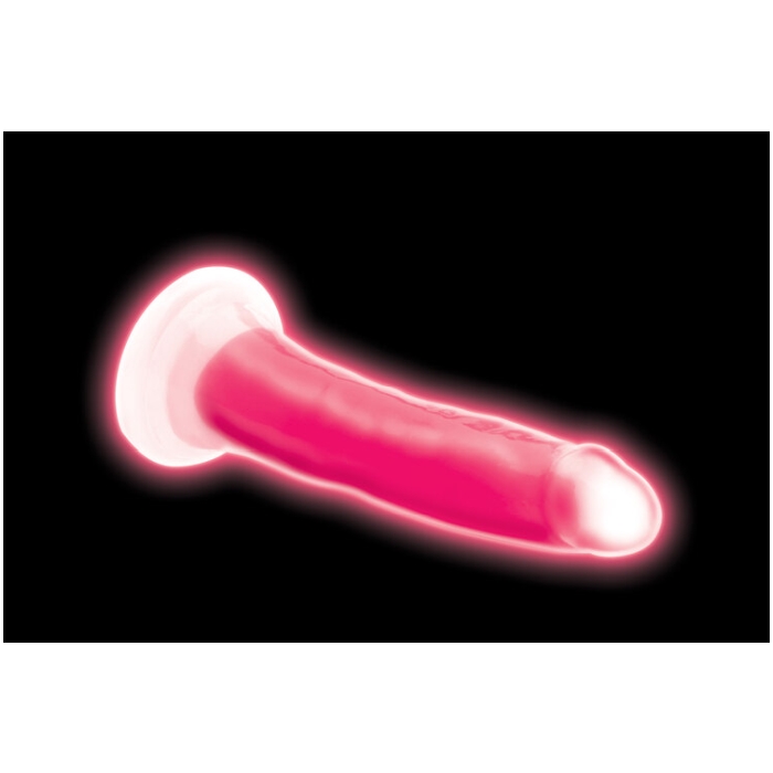 LOLLICOCK 7" GLOW-IN-THE-DARK SILICONE DILDO - PINK