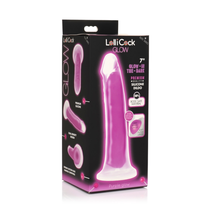 LOLLICOCK 7" GLOW-IN-THE-DARK SILICONE DILDO - PURPLE LOLLICOCK 7" GLOW-IN-THE-DARK SILICONE DILDO - PURPLE