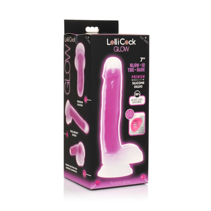 LOLLICOCK 7" GLOW-IN-THE-DARK SILICONE DILDO W/BALLS PUR LOLLICOCK 7" GLOW-IN-THE-DARK SILICONE DILDO W/BALLS PUR
