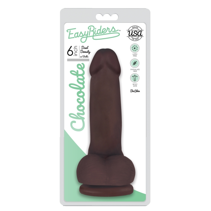 EASY RIDERS 6" SLIM BIOSKIN DONG W/ BALLS - CHOCOLATE EASY RIDERS 6" SLIM BIOSKIN DONG W/ BALLS - CHOCOLATE