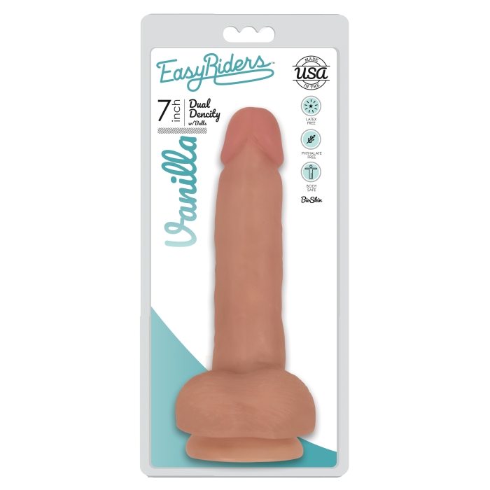EASY RIDERS 7" SLIM BIOSKIN DONG W/ BALLS - VANILLA EASY RIDERS 7" SLIM BIOSKIN DONG W/ BALLS - VANILLA