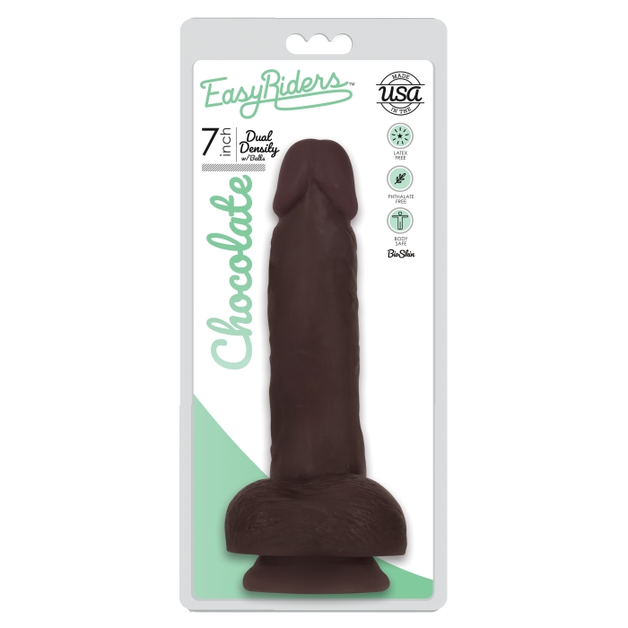 EASY RIDERS 7" SLIM BIOSKIN DONG W/ BALLS - CHOCOLATE EASY RIDERS 7" SLIM BIOSKIN DONG W/ BALLS - CHOCOLATE
