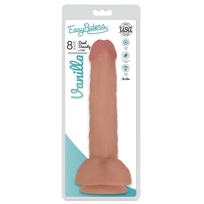 EASY RIDERS 8" SLIM BIOSKIN DONG W/ BALLS - VANILLA EASY RIDERS 8" SLIM BIOSKIN DONG W/ BALLS - VANILLA