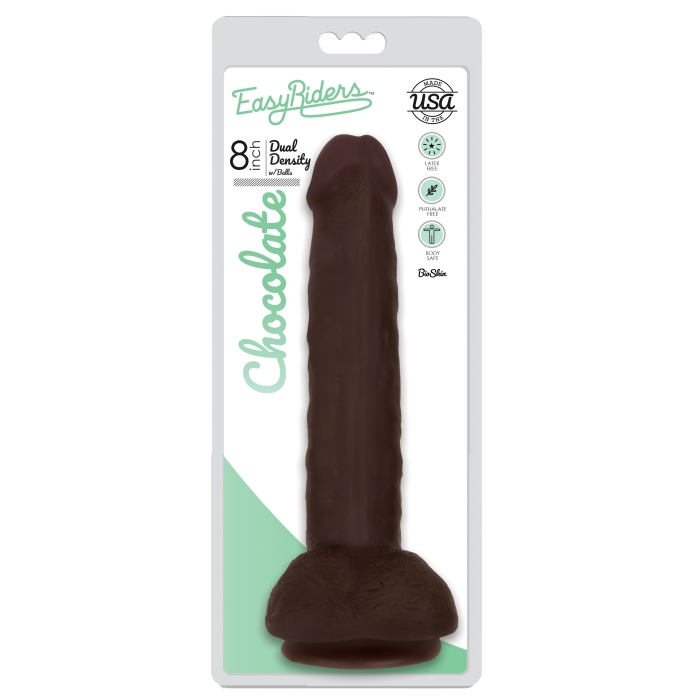 EASY RIDERS 8" SLIM BIOSKIN DONG W/ BALLS - CHOCOLATE EASY RIDERS 8" SLIM BIOSKIN DONG W/ BALLS - CHOCOLATE
