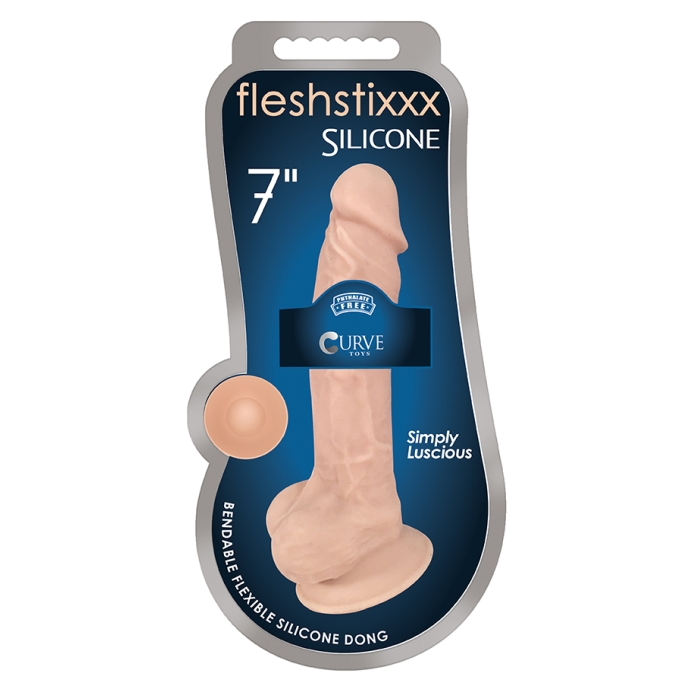 FLESHSTIXXX 7" SILEXPAN SILICONE DONG WITH BALLS - VANILLA FLESHSTIXXX 7" SILEXPAN SILICONE DONG WITH BALLS - VANILLA
