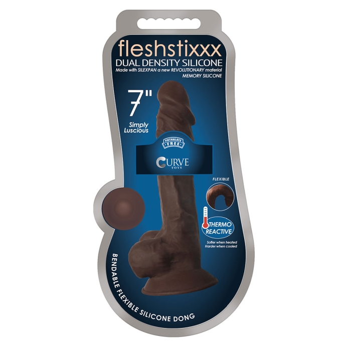 FLESHSTIXXX 7" SILICONE DILDO WITH BALLS - CHOCOLATE FLESHSTIXXX 7" SILICONE DILDO WITH BALLS - CHOCOLATE