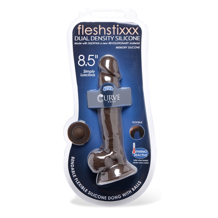 FLESHSTIXXX 8.5" SILICONE DILDO WITH BALLS - BROWN FLESHSTIXXX 8.5" SILICONE DILDO WITH BALLS - BROWN