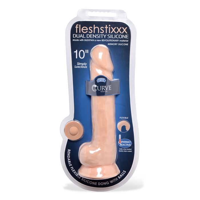 FLESHSTIXXX 10" SILICONE DILDO WITH BALLS - VANILLA FLESHSTIXXX 10" SILICONE DILDO WITH BALLS - VANILLA