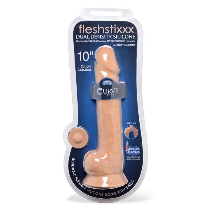 FLESHSTIXXX 10" SILICONE DILDO WITH BALLS - TAN FLESHSTIXXX 10" SILICONE DILDO WITH BALLS - TAN