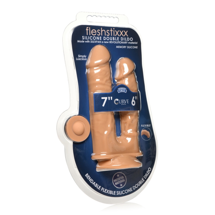 FLESHSTIXXX 6" & 7" DOUBLE DILDO - TAN FLESHSTIXXX 6" & 7" DOUBLE DILDO - TAN