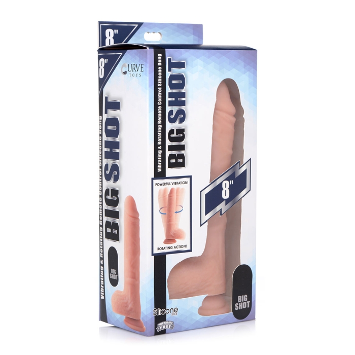 BIG SHOT 8" LIQUID SILICONE ROTATING DILDO W/ BALLS BIG SHOT 8" LIQUID SILICONE ROTATING DILDO W/ BALLS