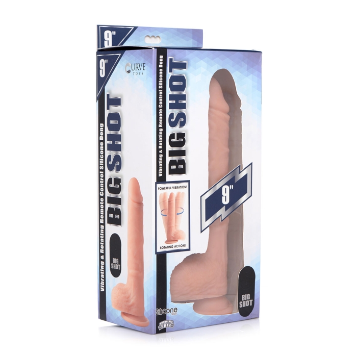BIG SHOT 9" LIQUID SILICONE ROTATING DILDO W/ BALLS BIG SHOT 9" LIQUID SILICONE ROTATING DILDO W/ BALLS