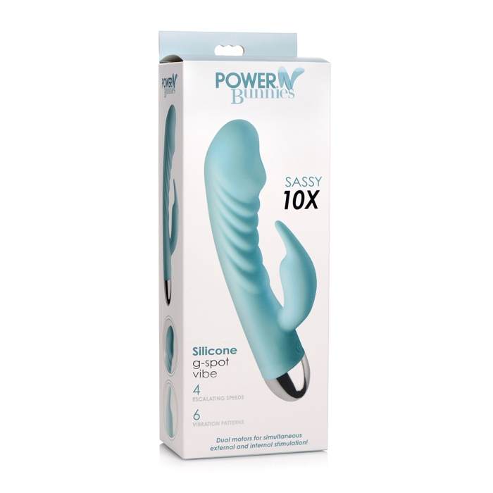 POWER BUNNIES SASSY 10X RECHARGE SILICONE G-SPOT VIBE - TEAL POWER BUNNIES SASSY 10X RECHARGE SILICONE G-SPOT VIBE - TEAL