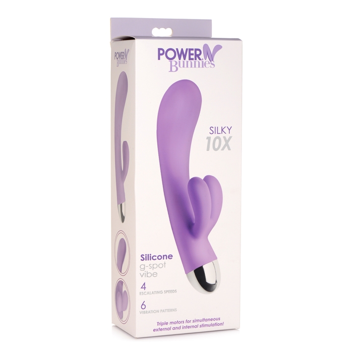 POWER BUNNIES SILKY 10X RECHARGE SILICONE G-SPOT VIBE - PURPLE POWER BUNNIES SILKY 10X RECHARGE SILICONE G-SPOT VIBE - PURPLE