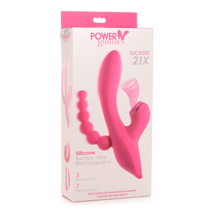 POWER BUNNIES SUCKERS 21X RECHARGE TRIPLE STIMU VIBE - PINK POWER BUNNIES SUCKERS 21X RECHARGE TRIPLE STIMU VIBE - PINK