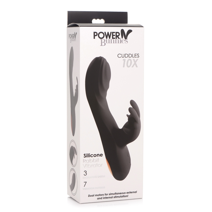 POWER BUNNIES CUDDLES 10X RECHARGE SILICONE RABBIT - BLACK POWER BUNNIES CUDDLES 10X RECHARGE SILICONE RABBIT - BLACK