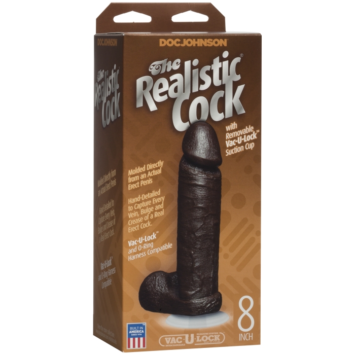 THE REALISTIC COCK 8IN - BLACK THE REALISTIC COCK 8IN - BLACK