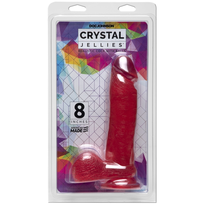 CRYSTAL JELLIES 8" REALISTIC COCK W/BALLS - PINK CRYSTAL JELLIES 8" REALISTIC COCK W/BALLS - PINK