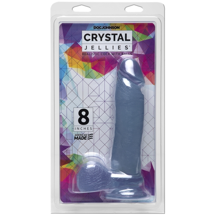 CRYSTAL JELLIES 8" REALISTIC COCK W/BALLS - CLEAR CRYSTAL JELLIES 8" REALISTIC COCK W/BALLS - CLEAR