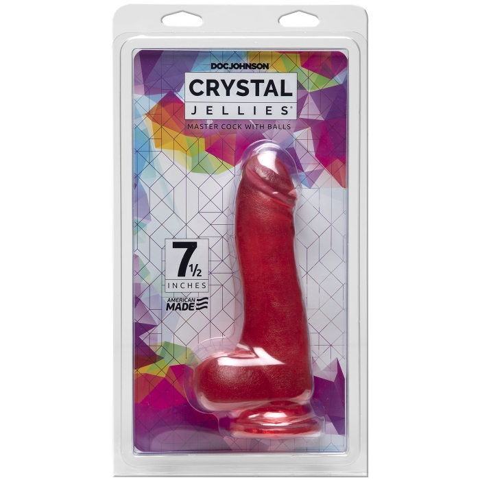 CRYSTAL JELLIES 7.5" MASTER COCK W/BALLS - PINK CRYSTAL JELLIES 7.5" MASTER COCK W/BALLS - PINK