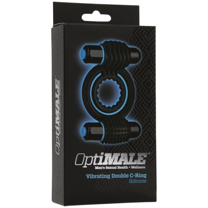OPTIMALE - VIBRATING DOUBLE C-RING SILICONE - BLACK OPTIMALE - VIBRATING DOUBLE C-RING SILICONE - BLACK