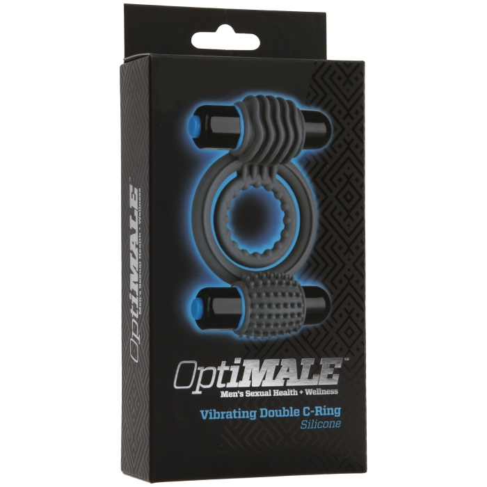 OPTIMALE - VIBRATING DOUBLE C-RING SILICONE - SLATE OPTIMALE - VIBRATING DOUBLE C-RING SILICONE - SLATE