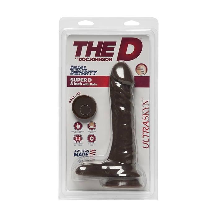 THE D - SUPER D - 8IN W/BALLS - ULTRASKYN - CHOCO THE D - SUPER D - 8IN W/BALLS - ULTRASKYN - CHOCO