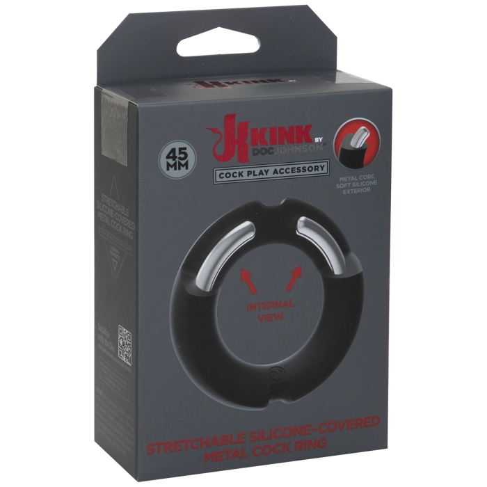 KINK SILICONE COVERED METAL COCKRING 45MM - BLK KINK SILICONE COVERED METAL COCKRING 45MM - BLK