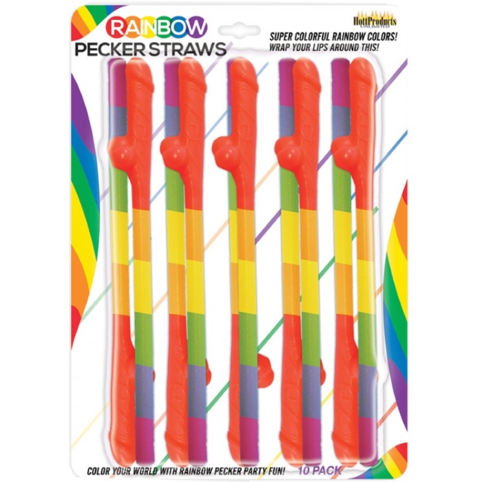 RAINBOW PECKER STRAWS - 10PK RAINBOW PECKER STRAWS - 10PK