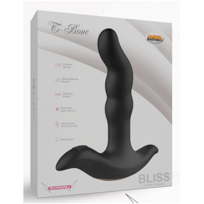 BLISS T-BONE TUSHY PLEASURE TOY MULTIPLE SPEED - BLACK BLISS T-BONE TUSHY PLEASURE TOY MULTIPLE SPEED - BLACK