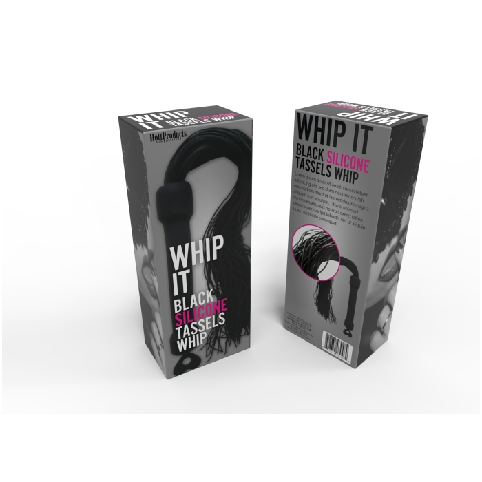 WHIP IT- BLACK PLEASURE WHIP WITH TASSELS WHIP IT- BLACK PLEASURE WHIP WITH TASSELS