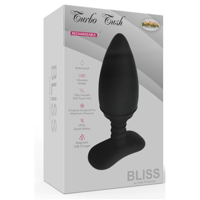 BLISS TURBO TUSH VIBRATING BUTT PLUG 10 SPEEDS - BLACK BLISS TURBO TUSH VIBRATING BUTT PLUG 10 SPEEDS - BLACK