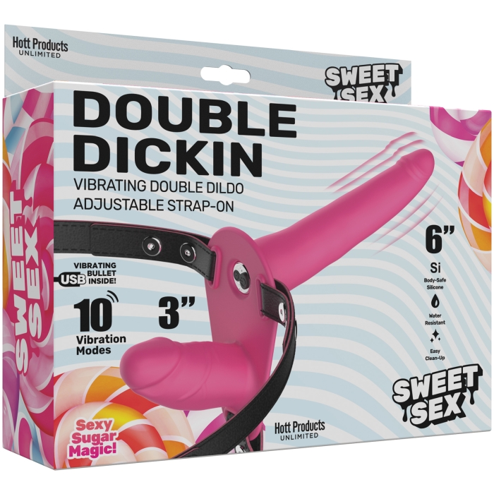 SWEET SEX - DOUBLE DICKIN STRAP HARNESS - PINK SWEET SEX - DOUBLE DICKIN STRAP HARNESS - PINK
